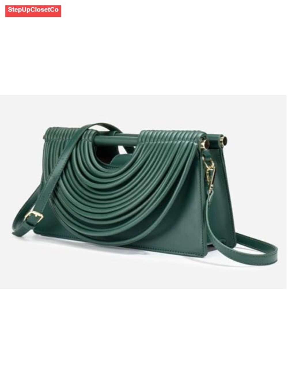 Slouchy PU Leather Woven Semicircle Hobo Bag Crossbody Shoulder Tote - Picture 3 of 6